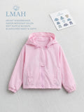 Girls' Pink Ruffle-Trim Hooded Windbreaker Jacket