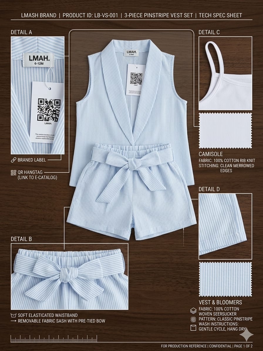 LMAH 3-Piece Pinstripe Vest Set | Baby & Toddler