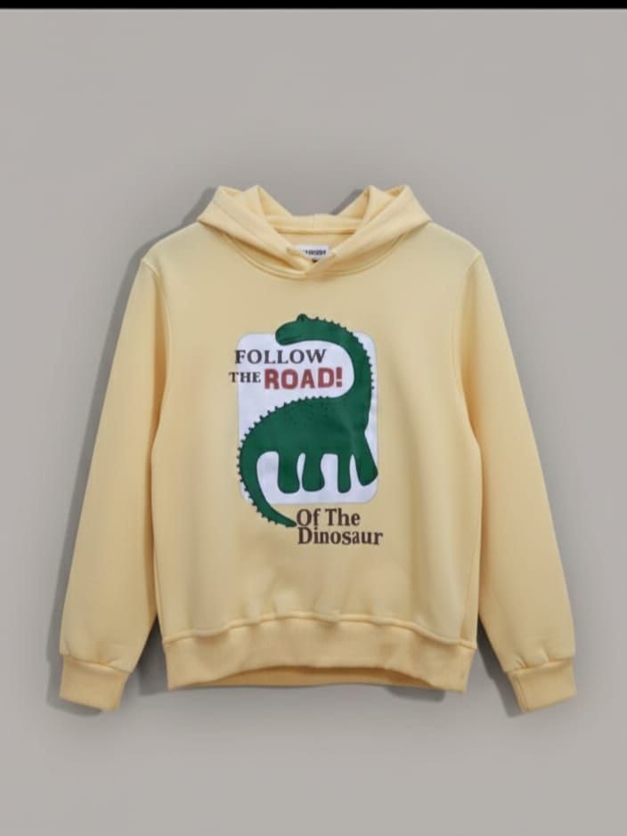Yellow Dinosaur Hoodie - 'Follow The Road' Kids Sweatshirt