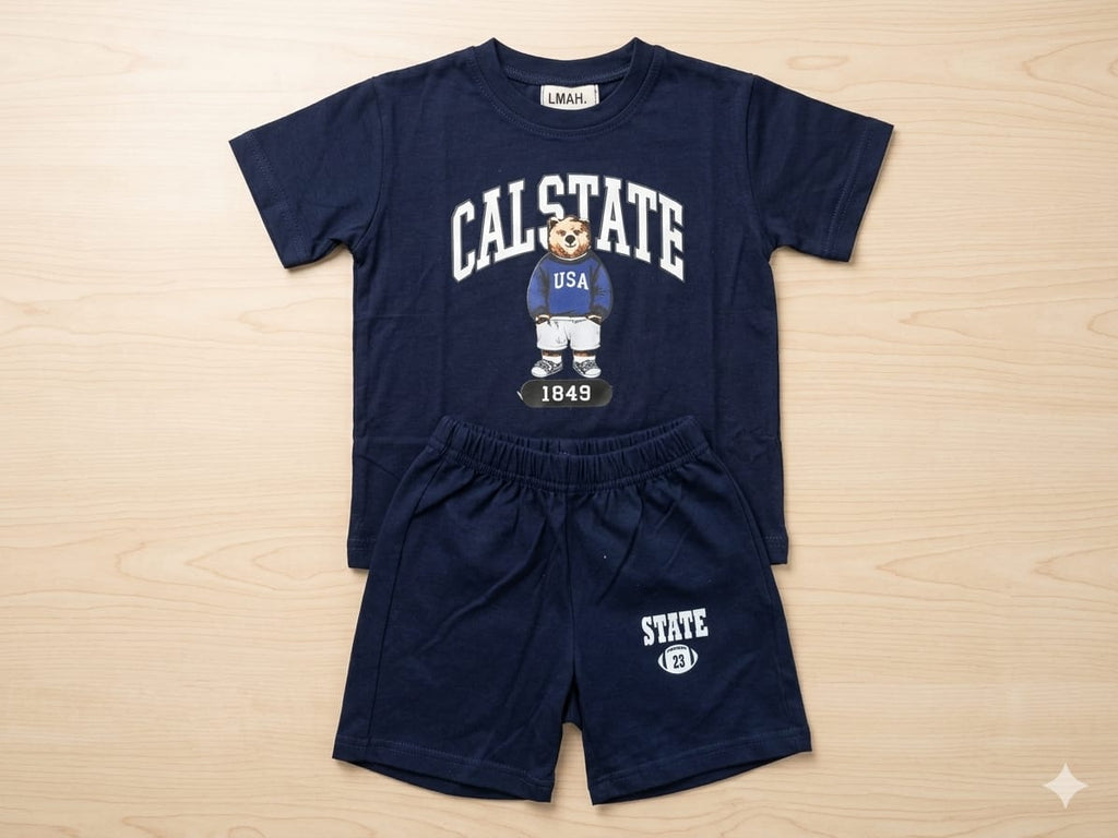 LMAH "Cal State" Bear Graphic 2-Piece Set – Boys Casual Outfit