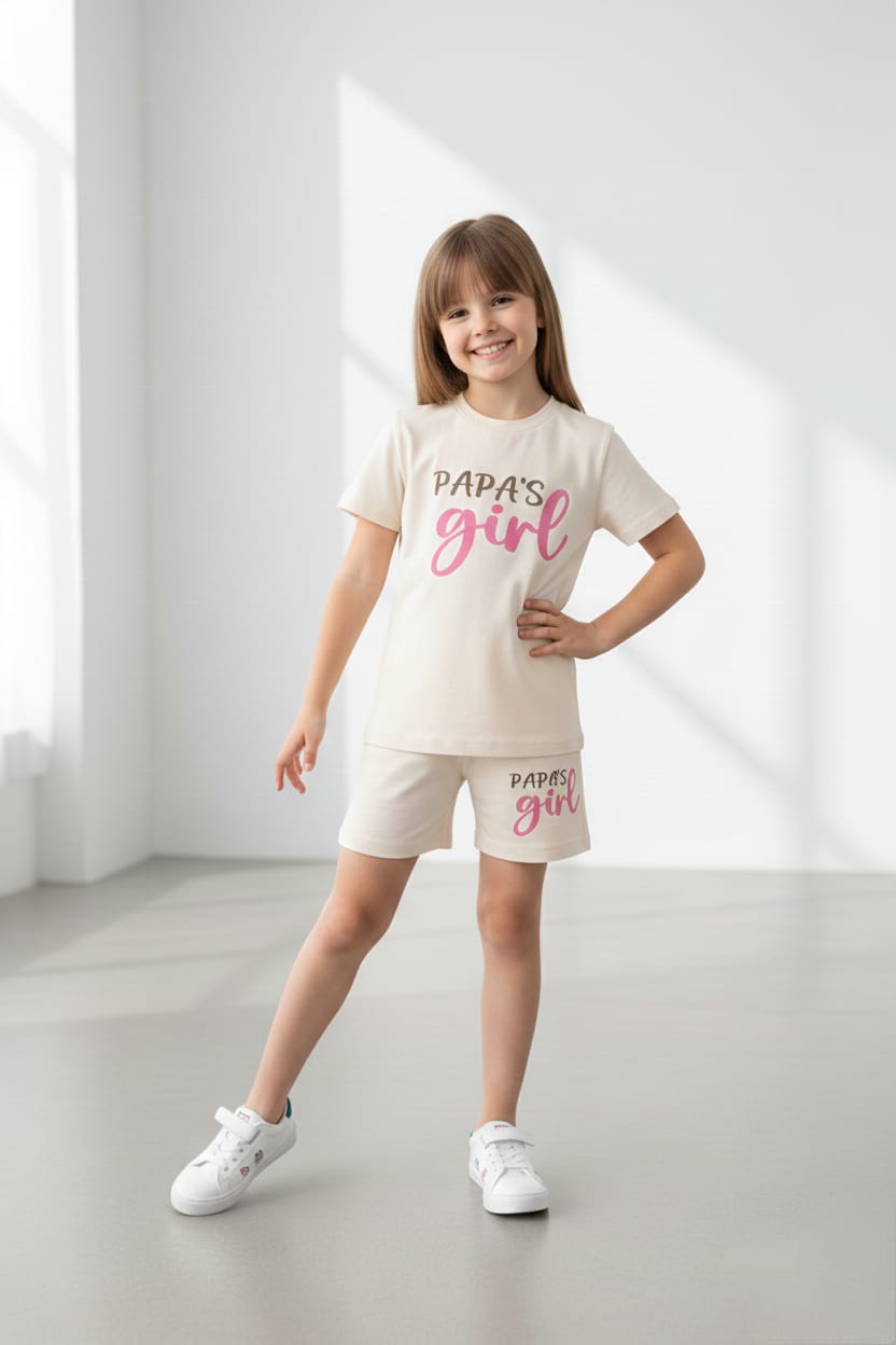 Papa's Girl Cotton T-Shirt & Shorts Set - Girls Homewear