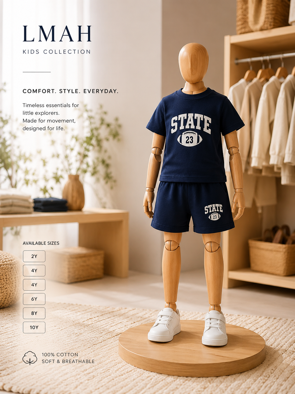 LMAH "Cal State" Bear Graphic 2-Piece Set – Boys Casual Outfit