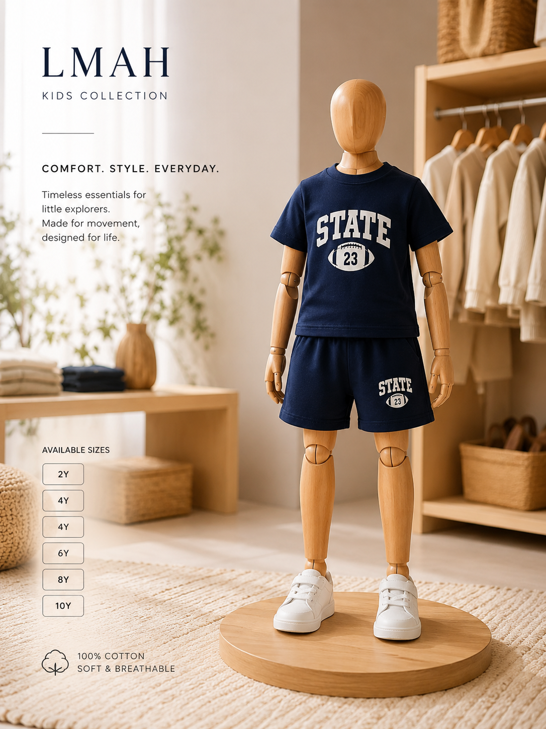 LMAH "Cal State" Bear Graphic 2-Piece Set – Boys Casual Outfit