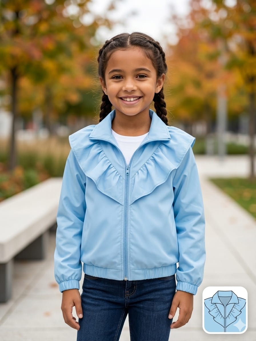 LMAH Infant Windbreaker – Ruffle Zip Jacket (Sky Blue)