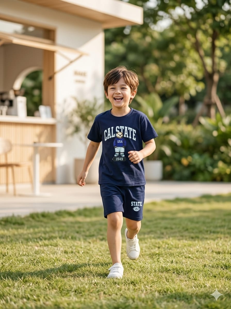LMAH "Cal State" Bear Graphic 2-Piece Set – Boys Casual Outfit