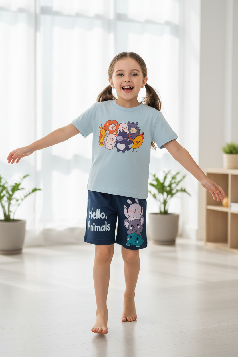8-Year-Old Girl Wearing Hello Animals Set