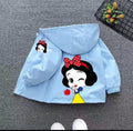 Light Blue Waterproof Character Hoodie Jacket for Girls