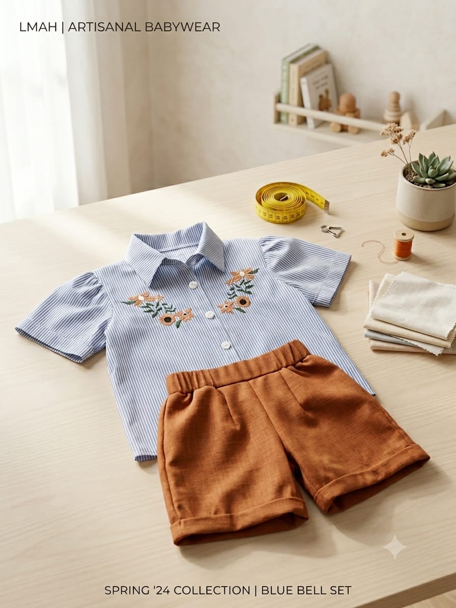 Girls' Floral Embroidered Stripe Shirt & High-Waist Shorts Set