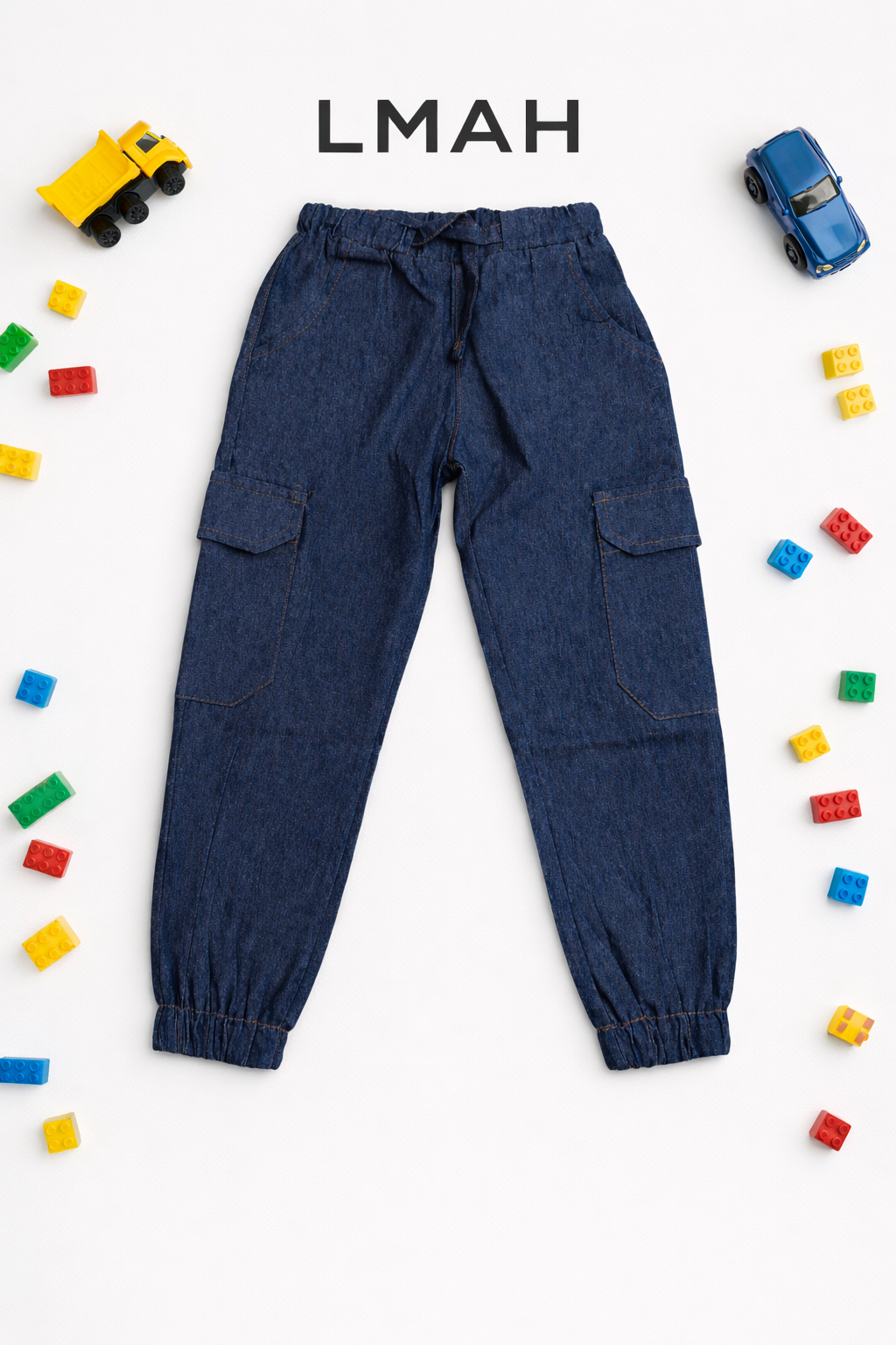Dark Denim Jeans with Elastic Waist