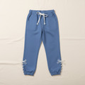Blue Pearl Bow Jogger Pants Flat Lay Mockup