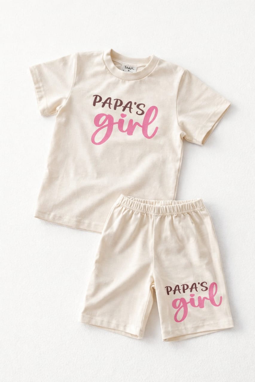 Papa's Girl Cotton T-Shirt & Shorts Set - Girls Homewear
