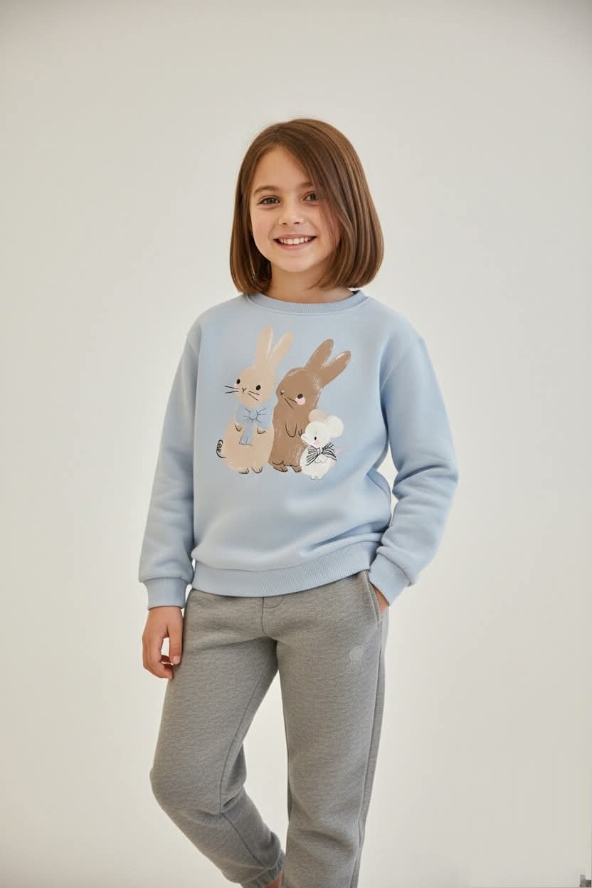 Round neck T-shirt with long sleeves for girls
