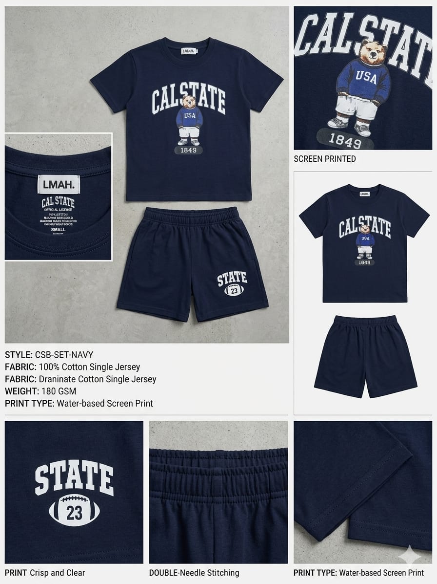 LMAH "Cal State" Bear Graphic 2-Piece Set – Boys Casual Outfit