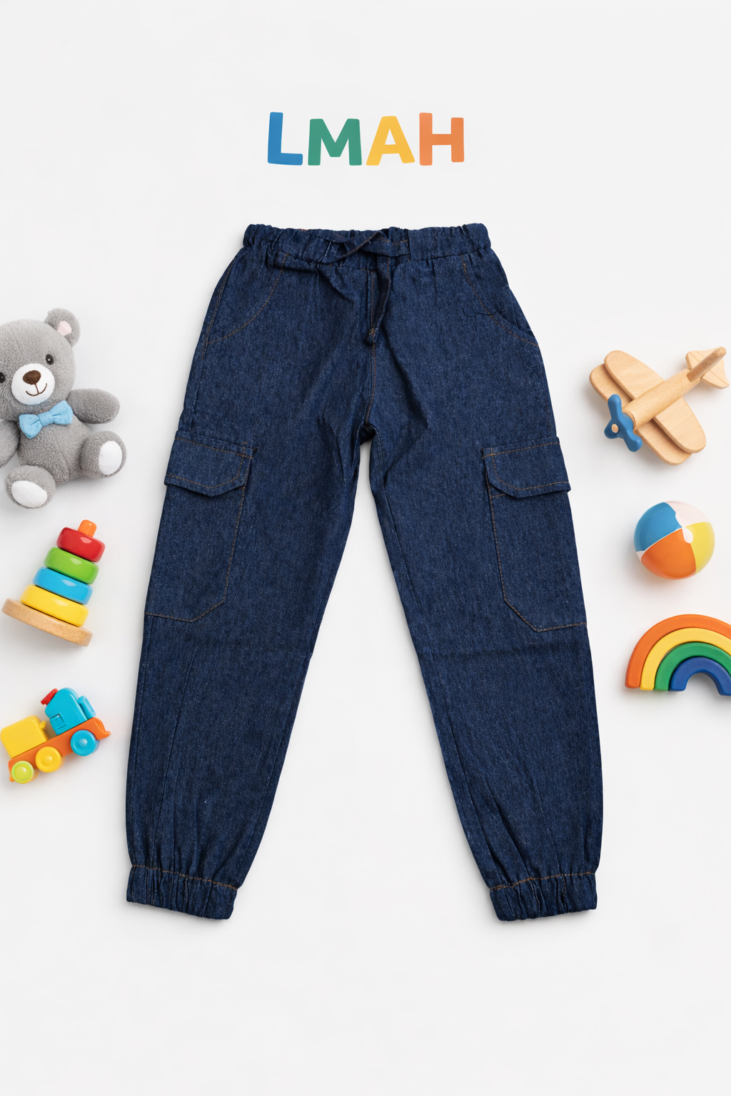 Dark Denim Jeans with Elastic Waist