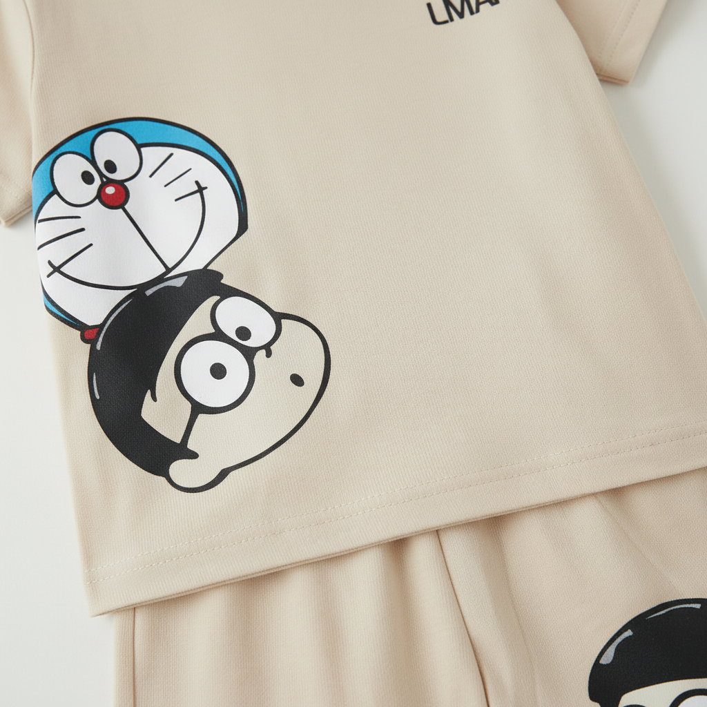 Doraemon Outfit Cotton Material Close-Up
