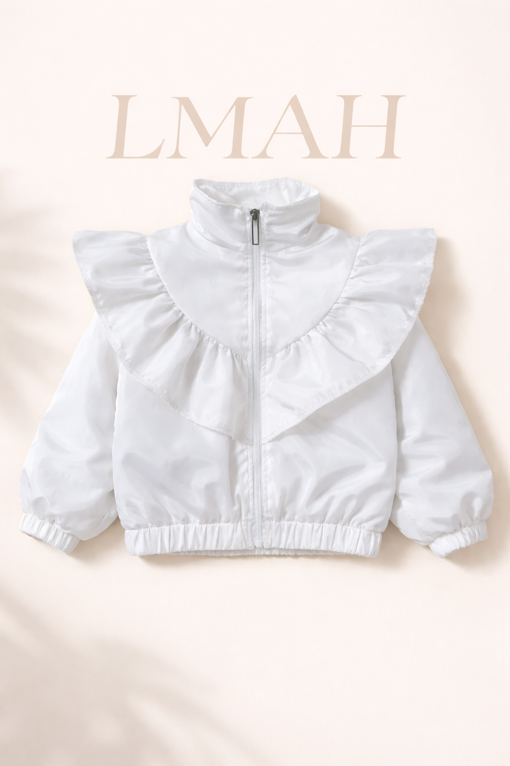 Girls White Ruffle Jacket
