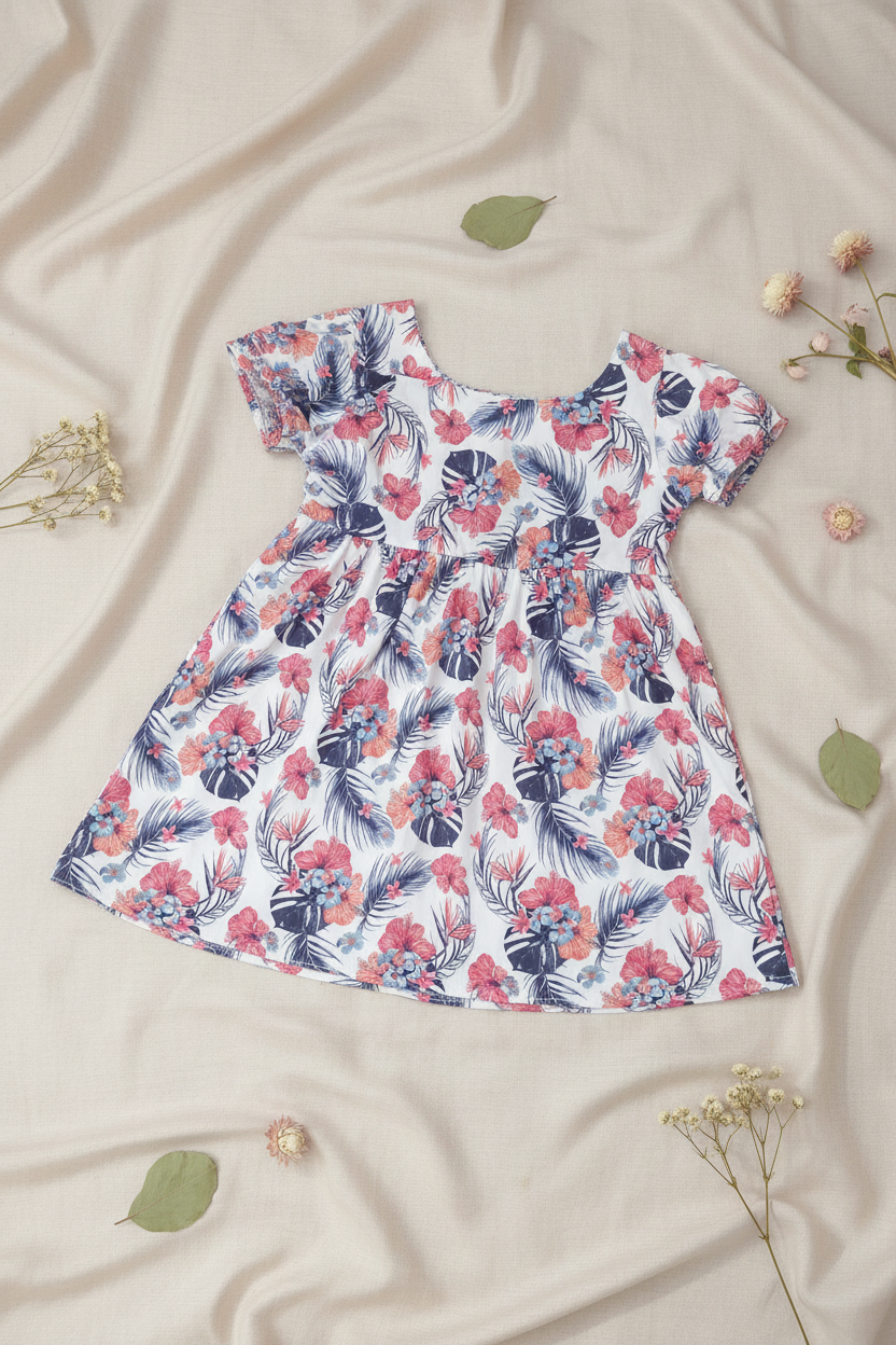 Girls' Tropical Floral Dress