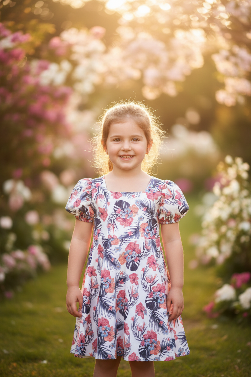 Girls' Tropical Floral Dress