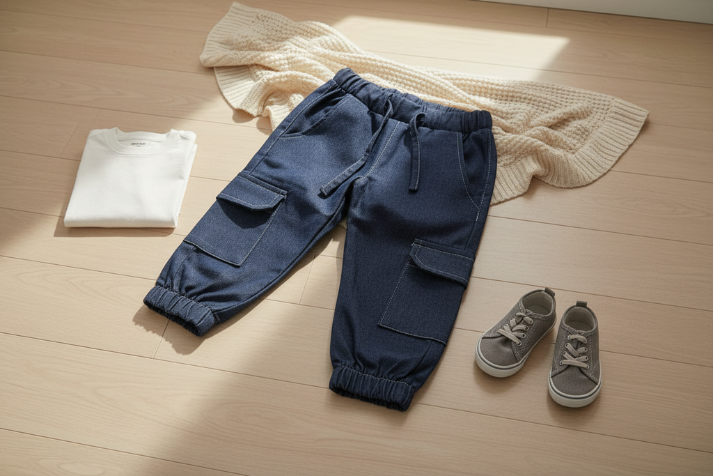 Dark Denim Jeans with Elastic Waist