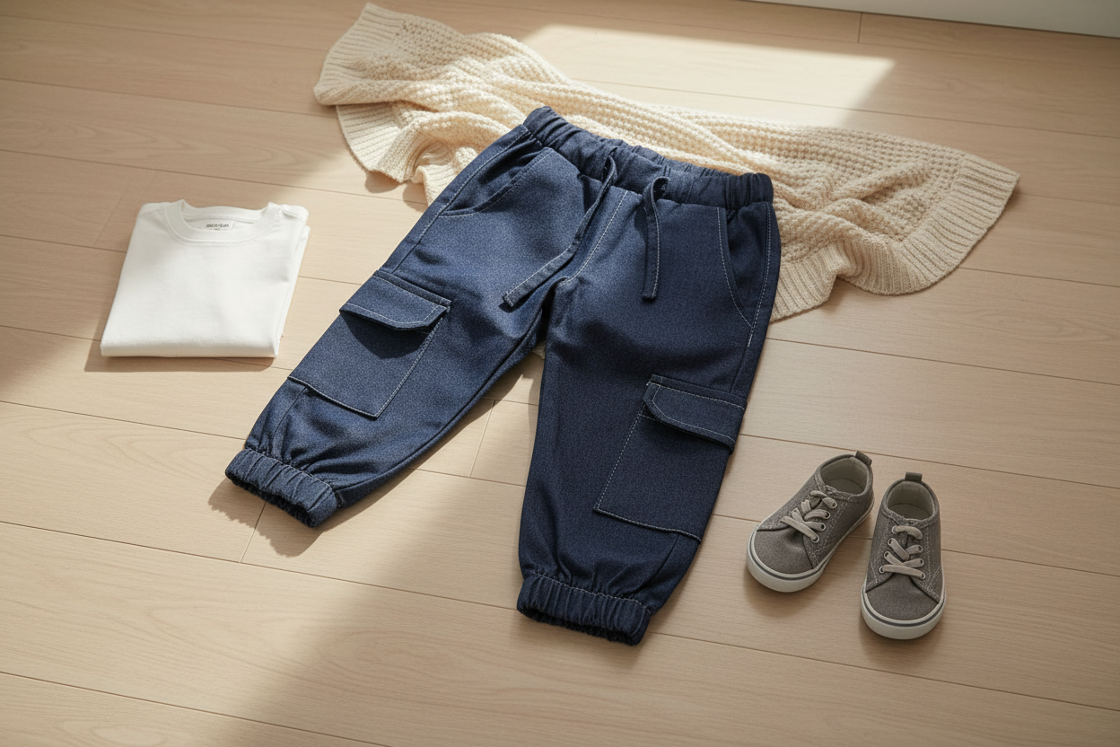Dark Denim Jeans with Elastic Waist