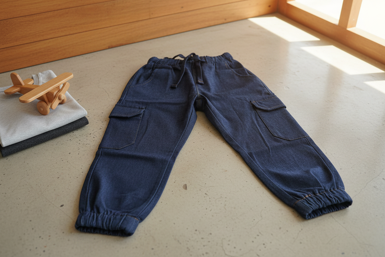 Dark Denim Jeans with Elastic Waist