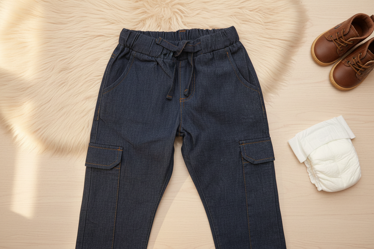 Dark Denim Jeans with Elastic Waist