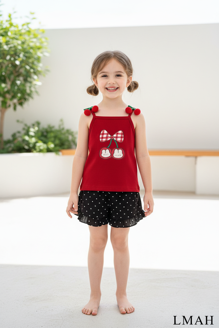 LMAH Cherry Summer Set - Girl Model Mockup
