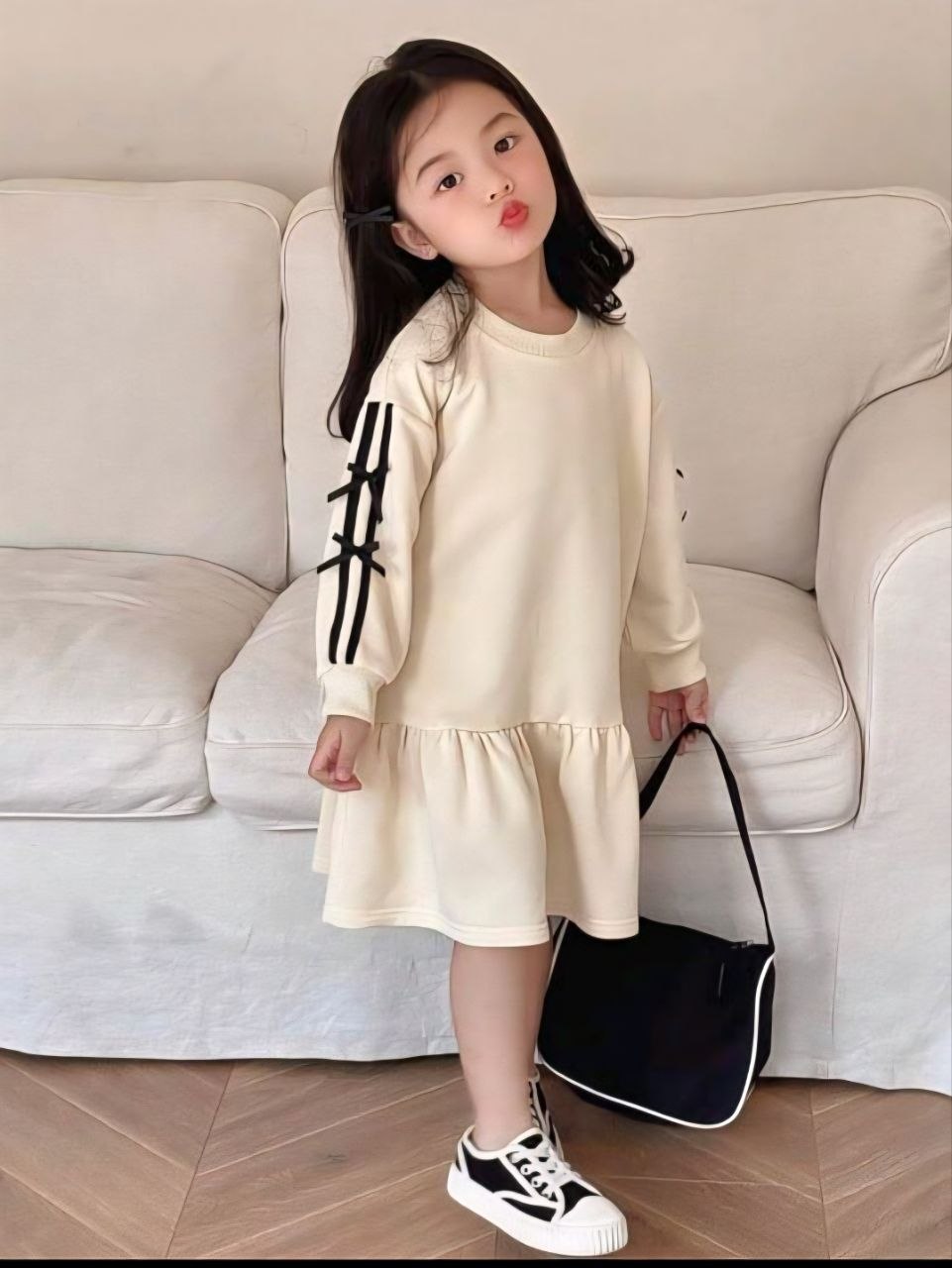 LMAH Ribbon Bow Sweatshirt Dress
