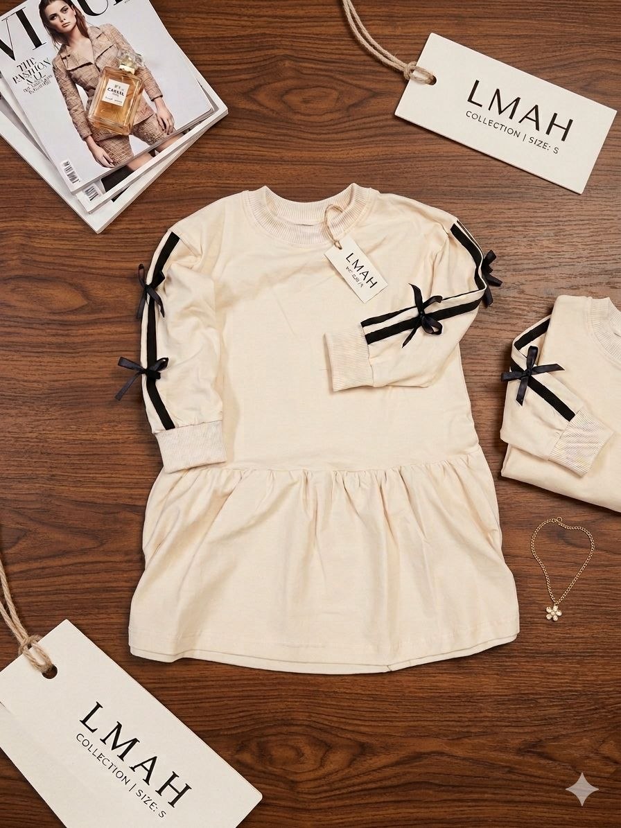 LMAH Ribbon Bow Sweatshirt Dress